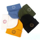 Smiley Face Embroidered Beanie Cap Hat