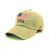 USA with Flag Classic Embroidered Dad Hat Cap